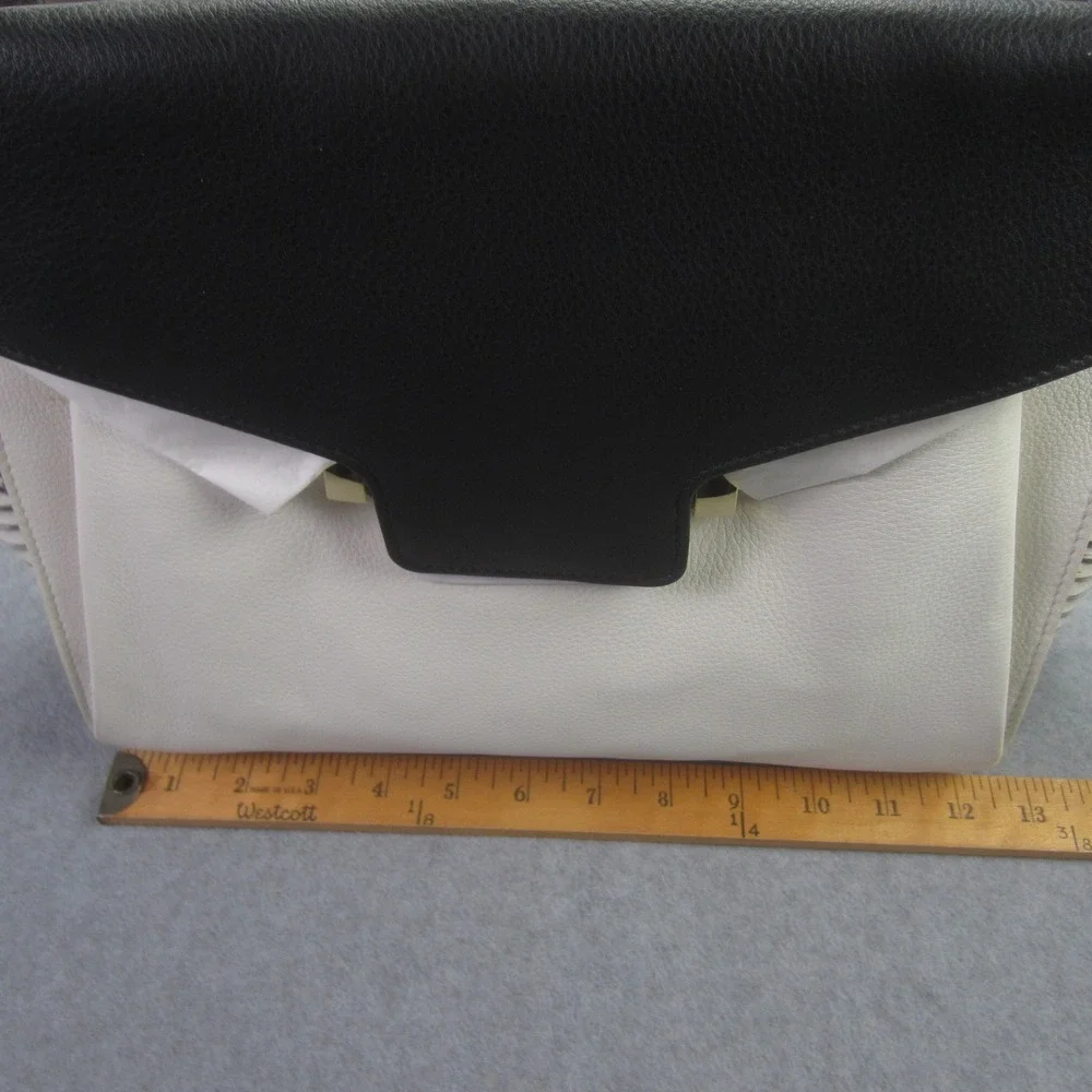 Vince Camuto Julia Satchel Handbag White Black Snake Leather Purse‎ NWT